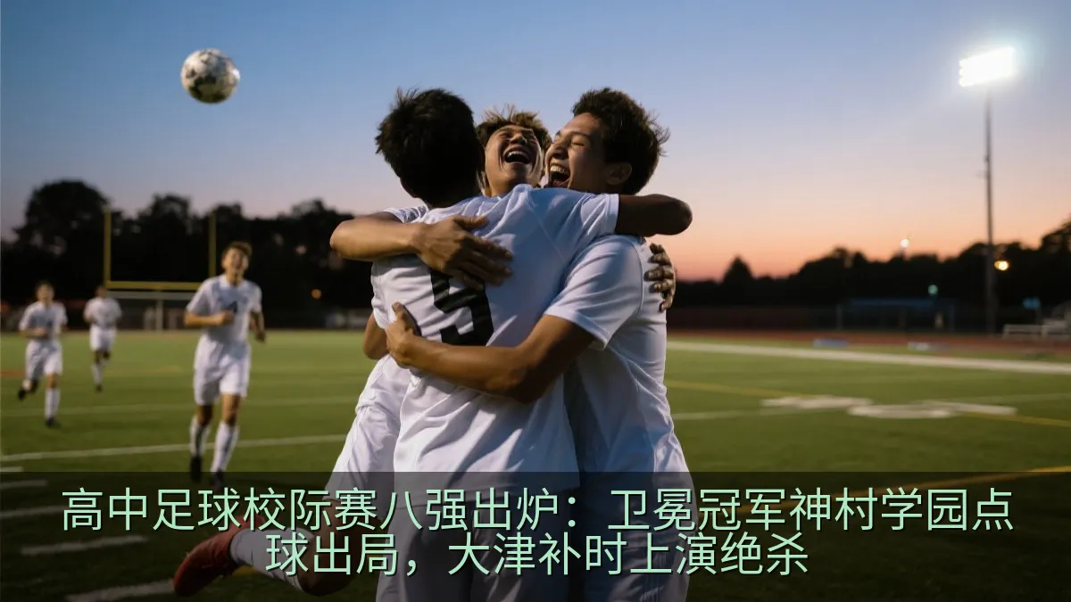 高中足球队员在比赛结束后庆祝晋级